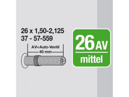 FISCHER Chambre à air de vélo, valve voiture, 26' (66,04 cm)