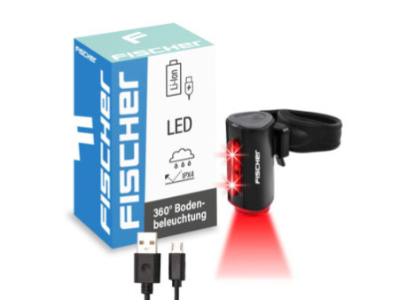 FISCHER Feu arrière de vélo sur batterie TWIN, éclairage sol