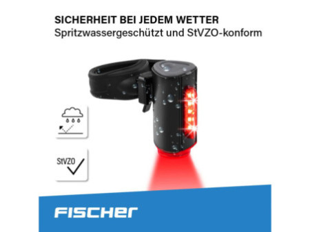 FISCHER Feu arrière de vélo sur batterie TWIN, éclairage sol