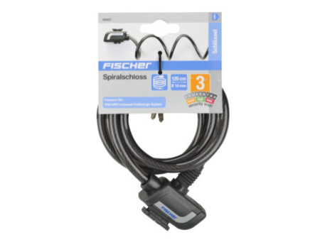 FISCHER Câble antivol pour vélo, longueur : 1.200 mm, noir