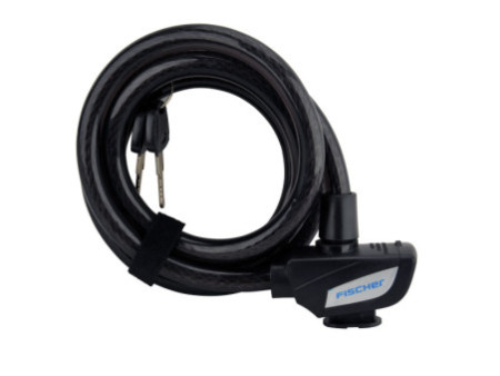 FISCHER Câble antivol pour vélo, longueur : 850 mm, noir