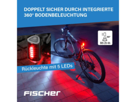 FISCHER Set d'éclairage à LED rechargeable USB TWIN, 80 lux