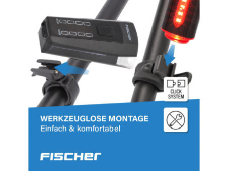 FISCHER Set d'éclairage à LED rechargeable USB TWIN, 80 lux