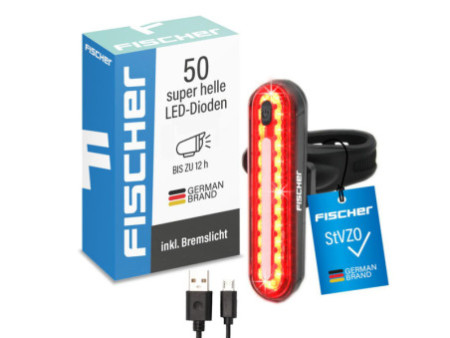 FISCHER Feu stop de vélo à LED rechargeable, tube lumineux
