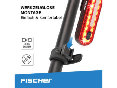 FISCHER Feu stop de vélo à LED rechargeable, tube lumineux