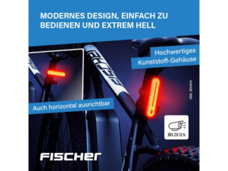 FISCHER Set d'éclairage de vélo à LED rechargeable, 80 lux