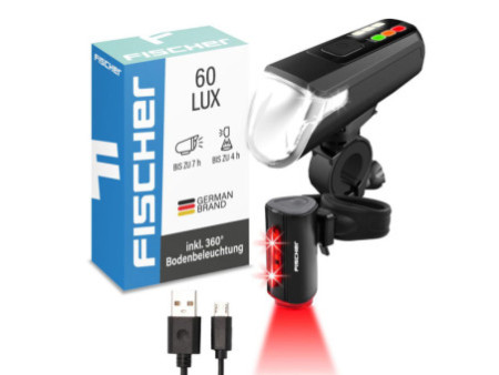 FISCHER Kit d'éclairage LED USB pour vélo TWIN, rechargeable