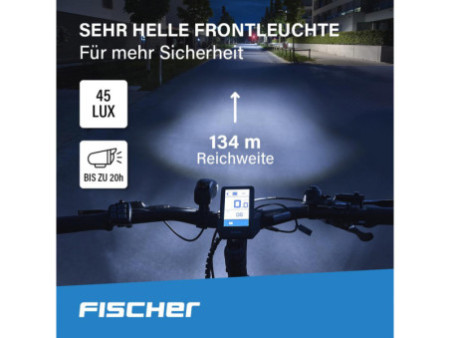 FISCHER Kit d'éclairage LED pour vélo, 45 lux