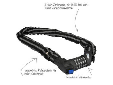 FISCHER Chaîne antivol pour vélo Reflex Code, (L)800 mm