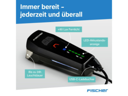 FISCHER Feu avant LED pour vélo, avec pleins phares, 100 lux
