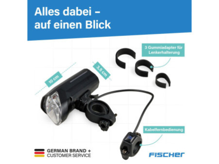 FISCHER Feu avant LED pour vélo, avec pleins phares, 100 lux