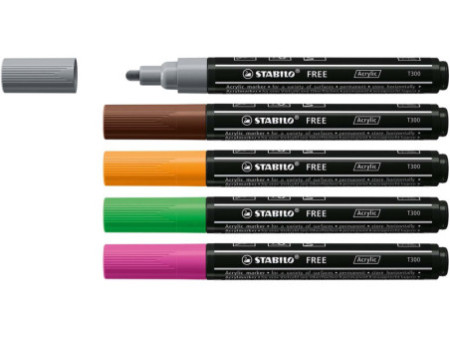 STABILO Marqueur acrylique FREE T300, set de 5 'Vintage'