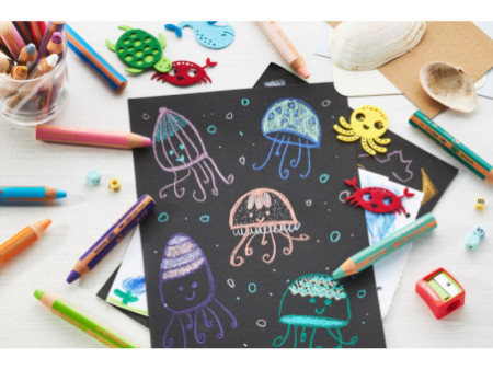 STABILO Crayon multi-talents woody 3 en 1, étui de 6 Licorne