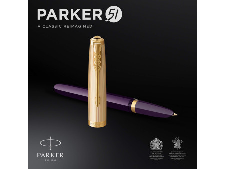 PARKER Stylo plume Parker 51 Prune 18K G.C., plume: F