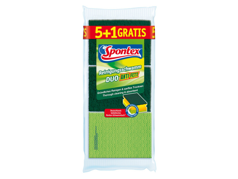 Spontex Éponge Duo Anti-Gras, 5+1 GRATUIT