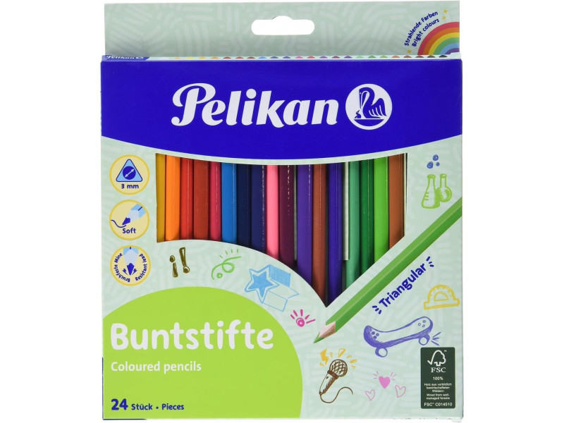 Pelikan Crayons de couleur triangulaire minces, étui en