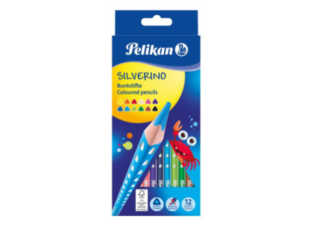 Pelikan Crayon de couleur triangulaire SILVERINO fin, étui