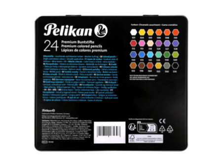 Pelikan Crayon de couleur Premium, étui métal de 24