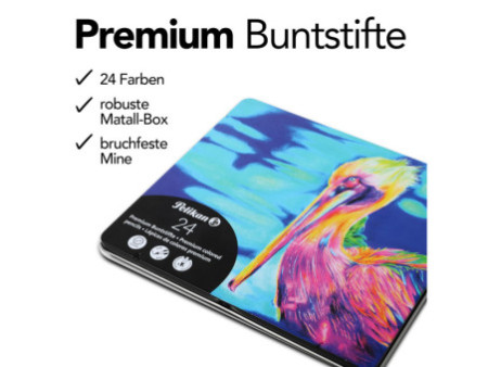 Pelikan Crayon de couleur Premium, étui métal de 24