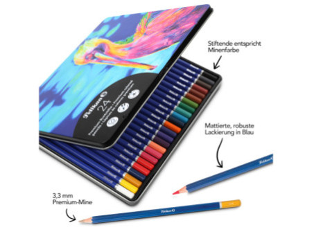 Pelikan Crayon de couleur Premium, étui métal de 24