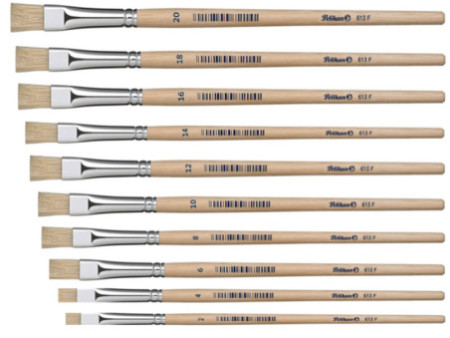 Pelikan Pinceau à soie 613 F, N. 8, manche en bois non laqué