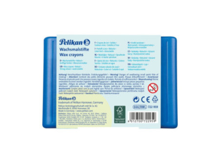 Pelikan Crayons de cire épais 666/8WL, rond, soluble dans l'