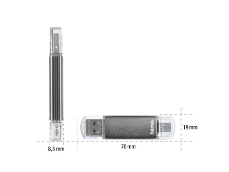 hama Clé USB 2.0 'Laeta Twin', 16 GB, gris