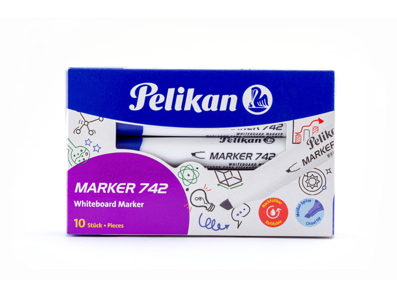 Pelikan Marqueur à tableau blanc 742, pointe biseautée, bleu