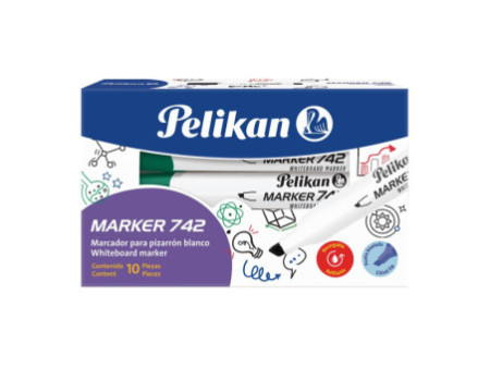 Pelikan Marqueur à tableau blanc 742, pointe biseautée, vert