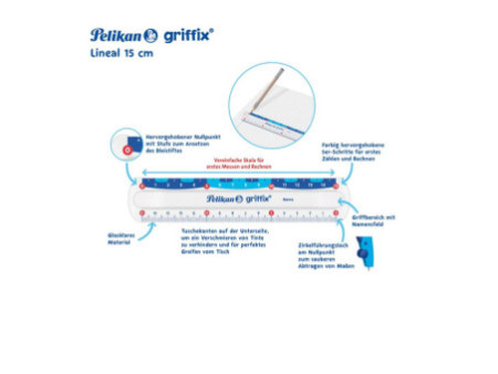 Pelikan Règle griffix, 150 mm, transparent / bleu