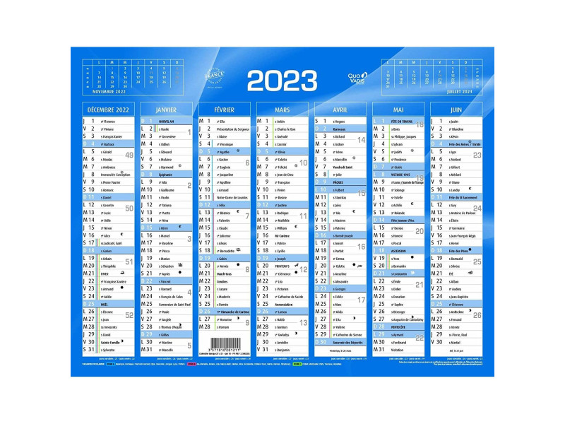 QUO VADIS Calendrier de banque bleu, 430 x 335 mm, 2026