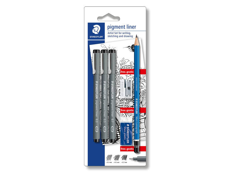 STAEDTLER Feutre à pigment 'Artist Set', noir, carte blister