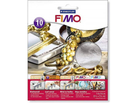 FIMO Métal en feuilles, 10 feuilles, argent
