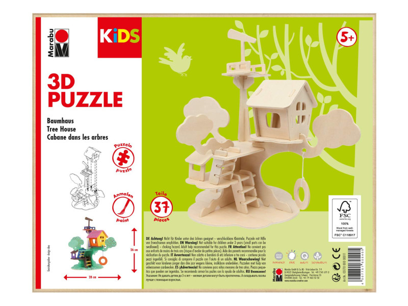 Marabu KiDS Puzzle 3D 'Cabane dans l'arbre', 37 pièces