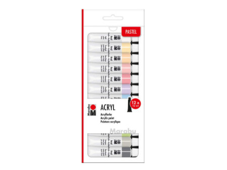 Marabu Set de peinture acrylique 'PASTLL', 12 x 12 ml