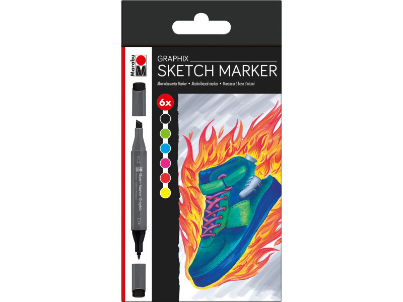 Marabu Marqueur Sketch Graphix 'HEAT', étui de 6