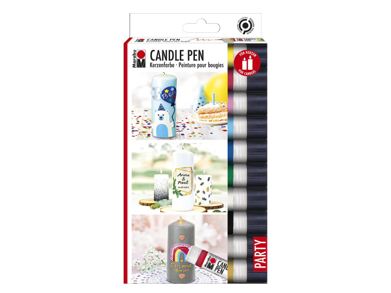 Marabu Peinture pour bougies 'Candle Pen', set de 10