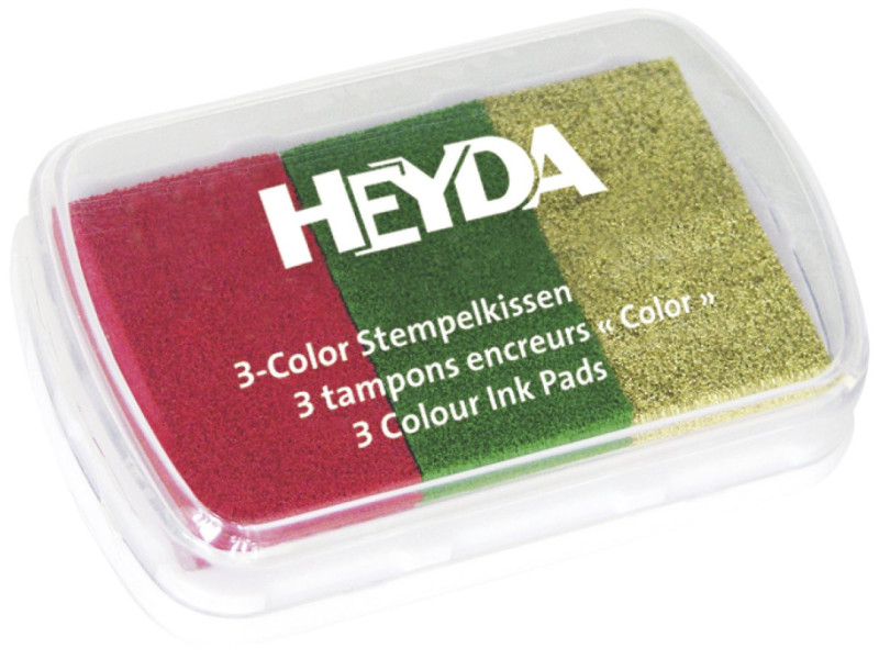 HEYDA Tampons encreurs '3-Color', rouge / vert foncé / or