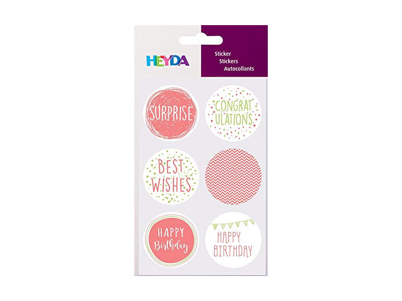 HEYDA Sticker rond 'Birthday', diamètre: 40 mm