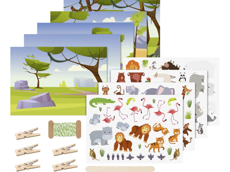 HEYDA Set de cartes transferts rub-on 'Animaux du zoo'