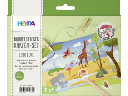 HEYDA Set de cartes transferts rub-on 'Animaux du zoo'