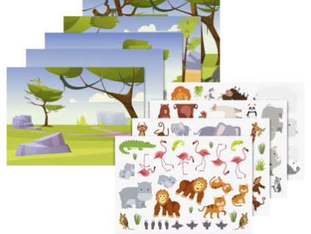 HEYDA Set de cartes transferts rub-on 'Animaux du zoo'