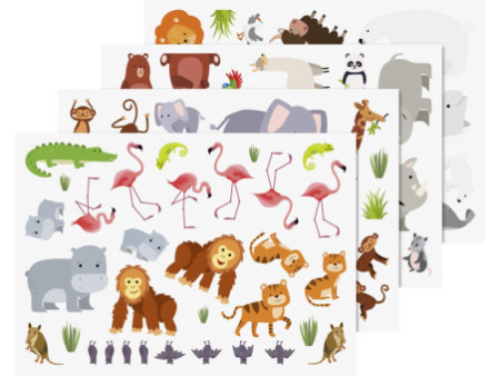 HEYDA Set de cartes transferts rub-on 'Animaux du zoo'