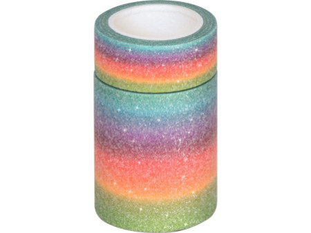 HEYDA Ruban adhésif décoratif 'Rainbow Pastel Glitter'