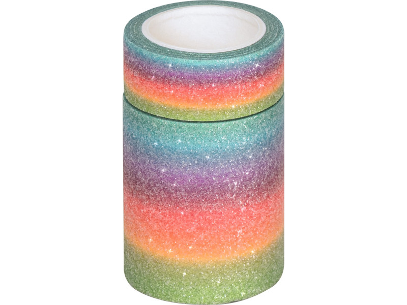 HEYDA Ruban adhésif décoratif 'Rainbow Pastel Glitter'