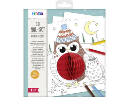HEYDA Kit de coloriage 3D 'Animaux de l'hiver', 15 pièces