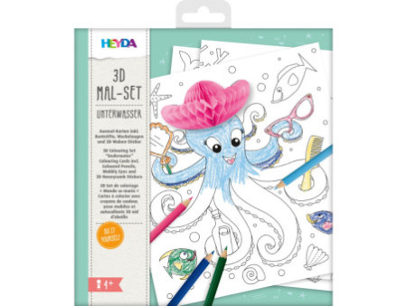 HEYDA Kit de coloriage 3D 'Fonds marins', 15 pièces