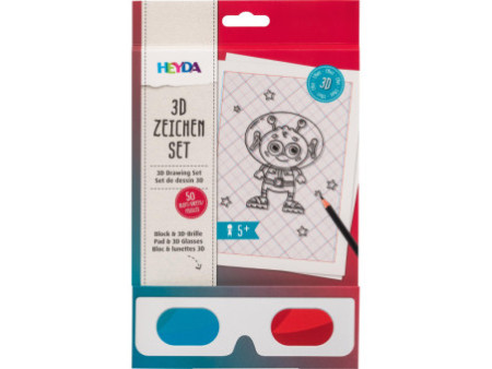 HEYDA Kit de dessin 3D, bloc avec lunettes 3D