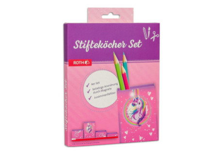 ROTH Set de pots à crayons 'Licorne', en carton, 4 pots
