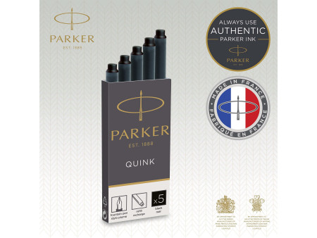 PARKER Cartouche d'encre longue QUINK, en blister, noir